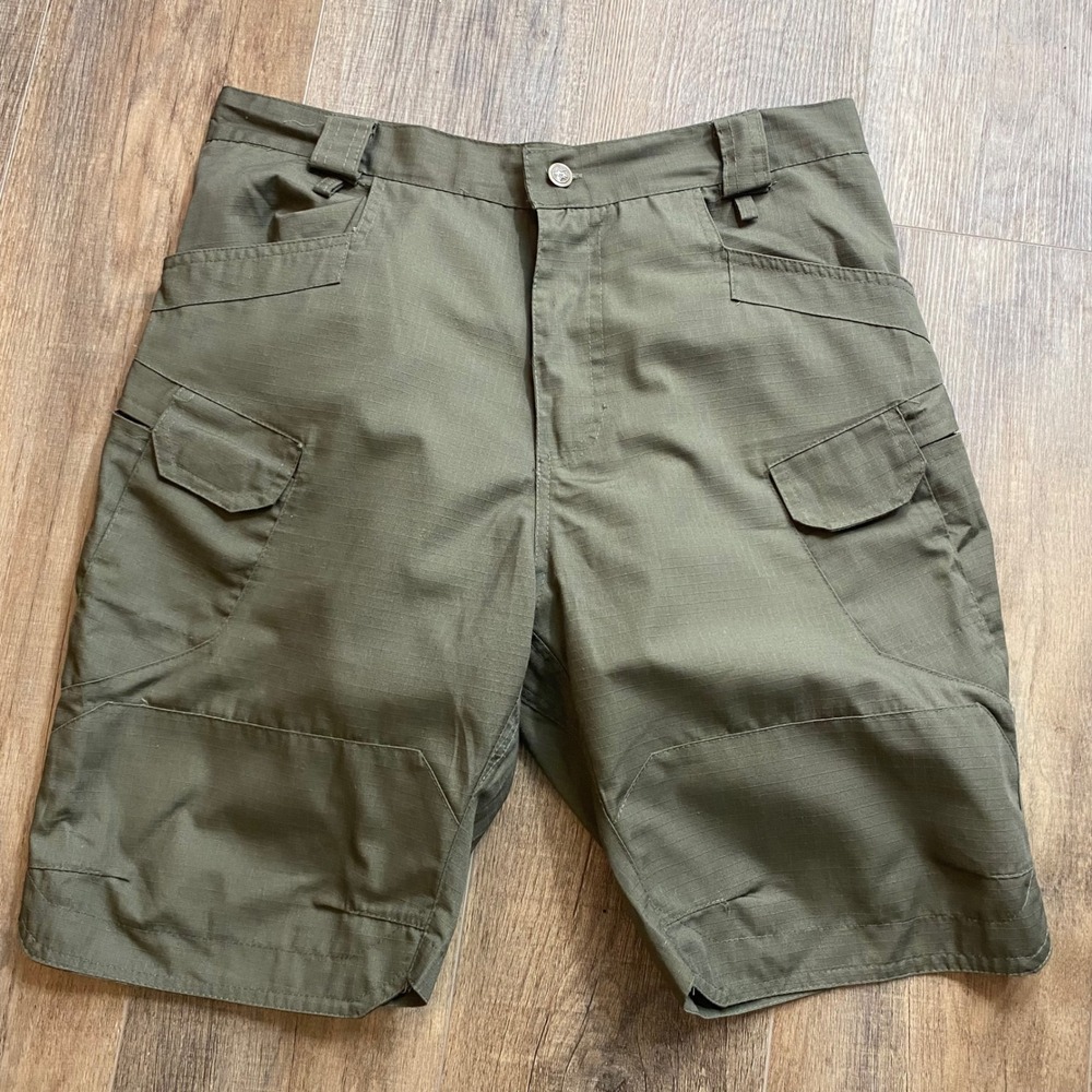 Unbranded Mens Tactical Cargo Shorts Olive Green Ripstop Multi-Pocket XL